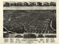 Fort Worth 1886 Bird's Eye View 24x32, Fort Worth 1886 Bird's Eye View